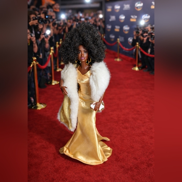 Barbie Other - Custom Restyled AA Articulated Barbie Red Carpet Gold Gown